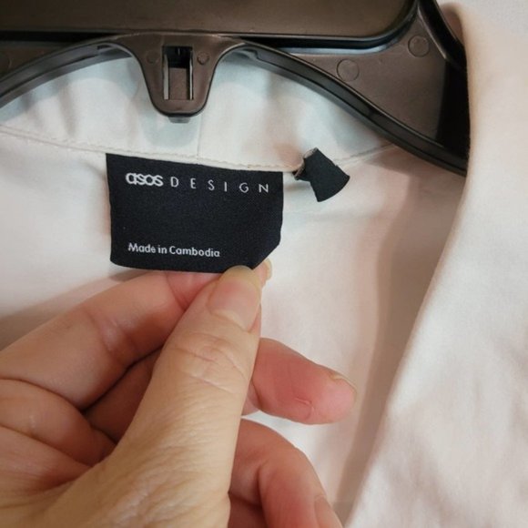 Asos white long sleeved button up blouse - Picture 2 of 6